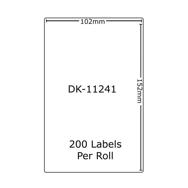 DK11241 Compatible 102mm x 152mm 200 per roll labels for Brother