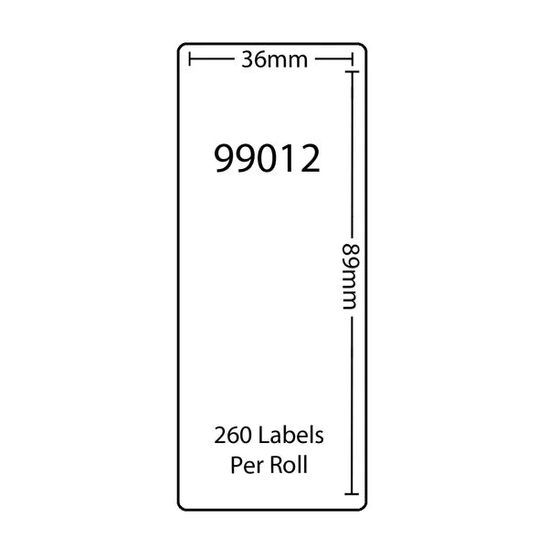 S0722400 Dymo LW 36mm x 89mm 260 Labels - 2 Pack (99012)