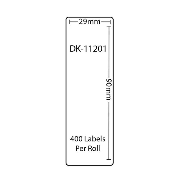 DK11201 Compatible 29mm x 90mm 400 per roll Labels for Brother