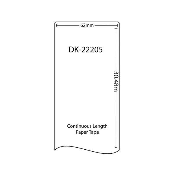 DK22205 Compatible 62mm Continuous Paper Tape for Brother