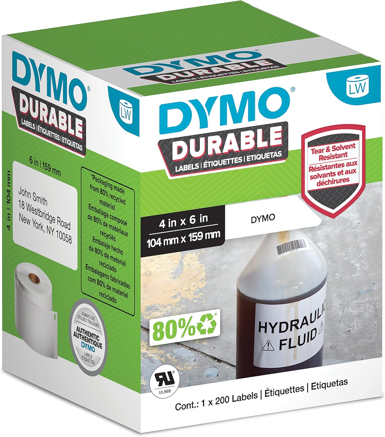 1933086 Dymo LW 104mm x 159mm 200 Labels per Roll