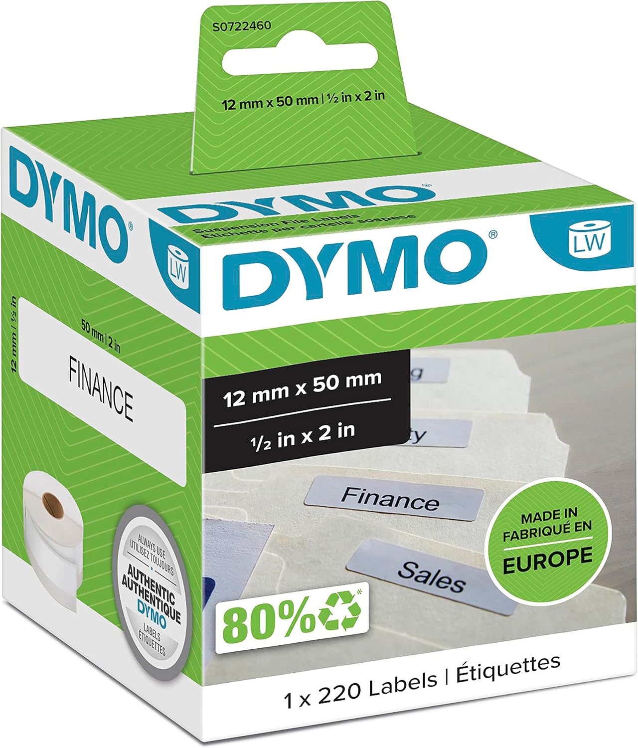 S0722460 Dymo LW 50mm x 12mm 220 Labels per Roll