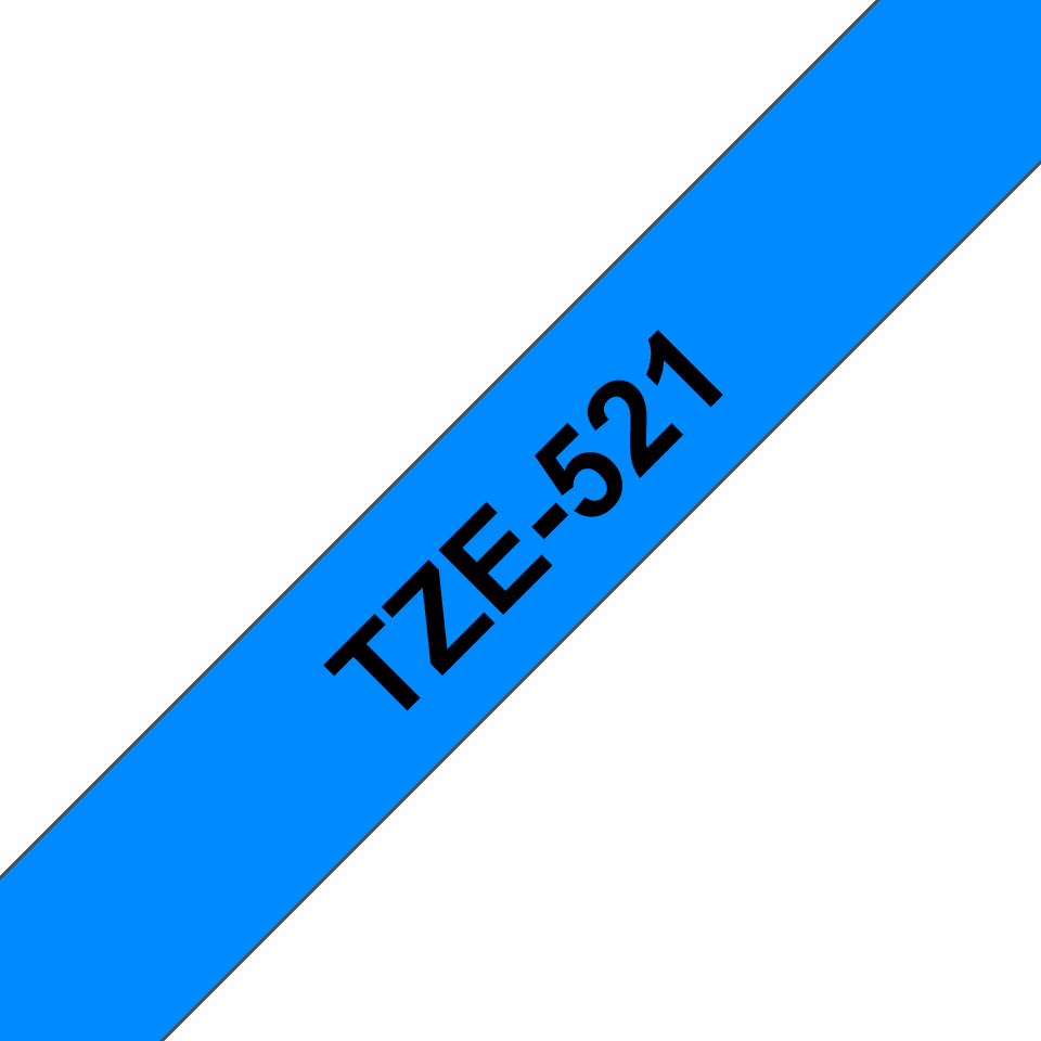 TZe-521 Brother 9mm x 8m Black on Blue Adhesive Laminated Tape