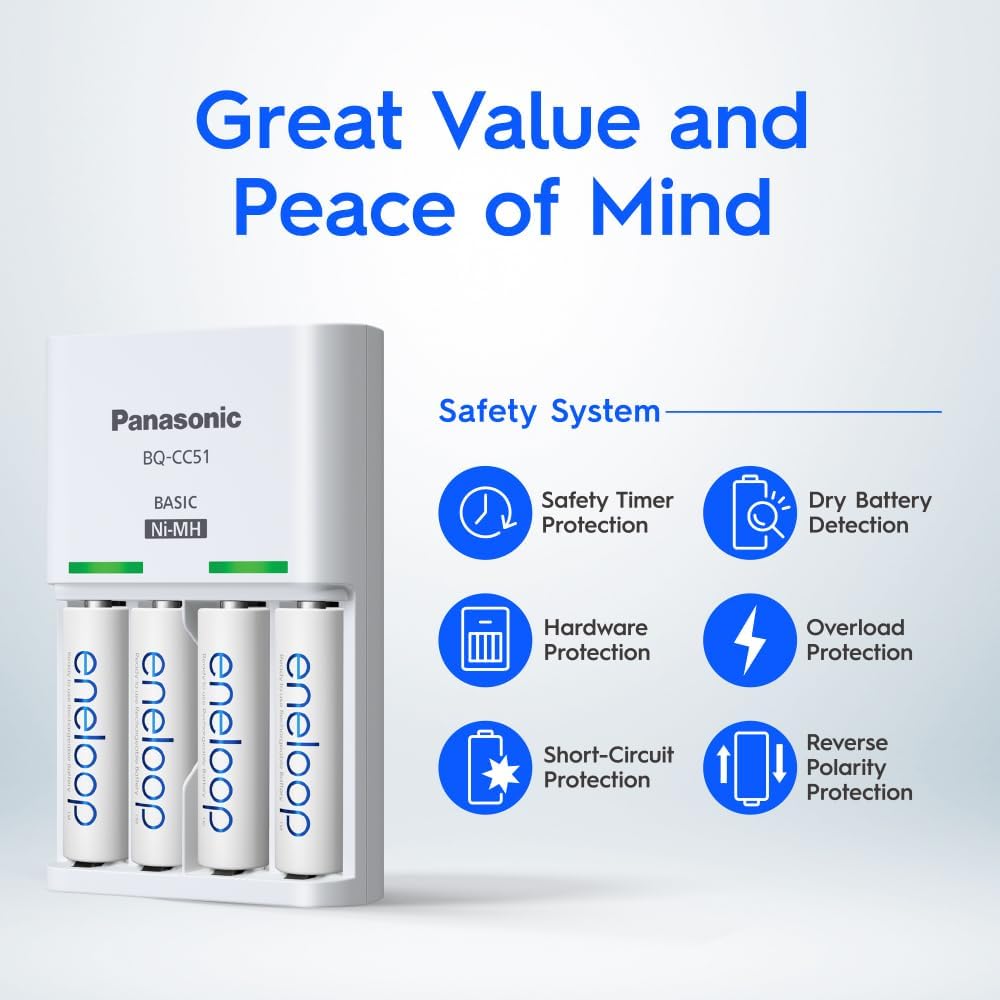 Eneloop 2000 mAh Rechargable AA Batteries 4 Pack W/ Charger