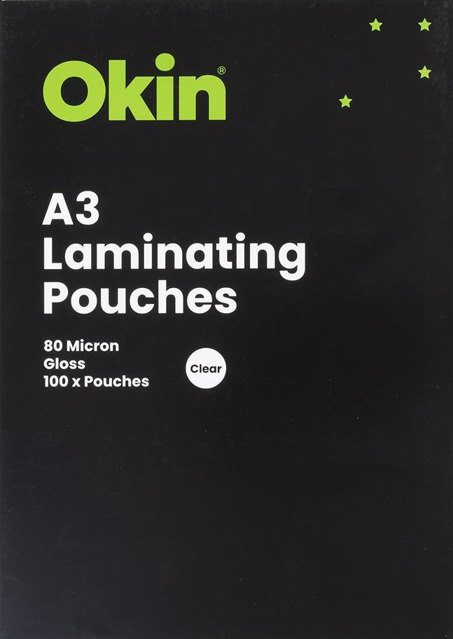 Okin Laminating Pouches A3 80 Micron Pack - 100 Sheets