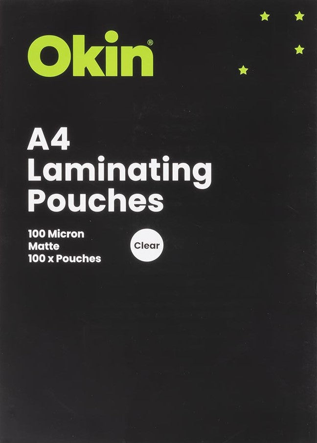 Okin Laminating Pouches A4 Matte 80 Micron Pack - 100 Sheets