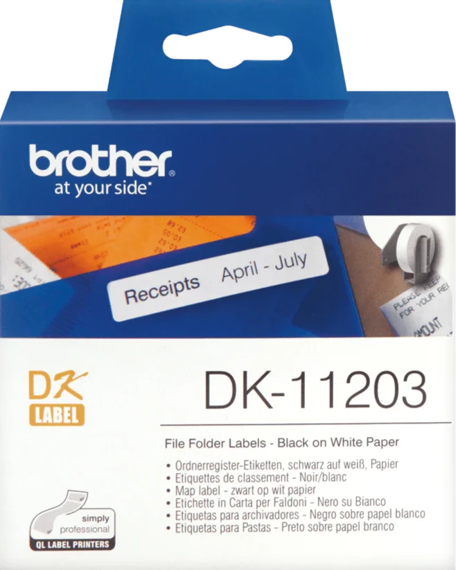 DK11203 Brother 17mm x 87mm File Folder Labels 300 per roll