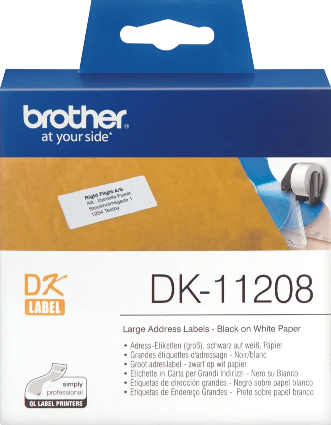 DK11208 Brother 38mm x 90mm Large Address Labels 400 per roll