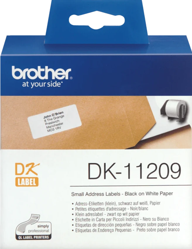 DK11209 Brother 29mm x62mm Small Address Labels 800 per roll