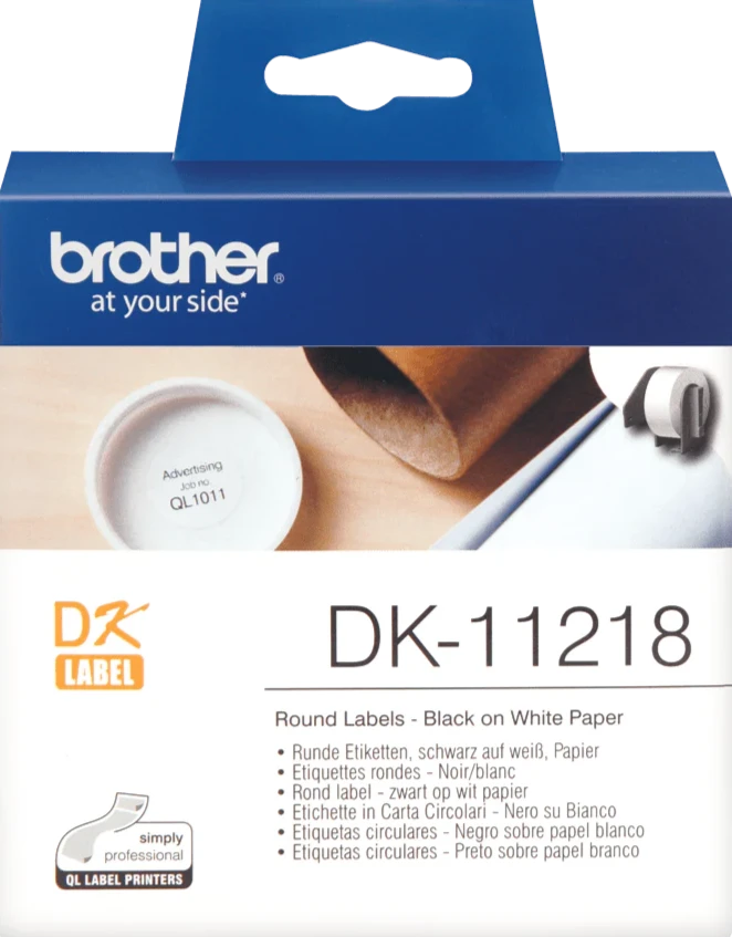 DK11218 Brother 24mm Round Labels 1000 per roll