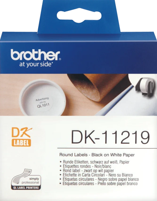 DK11219 Brother 12mm Round Labels 1200 per roll